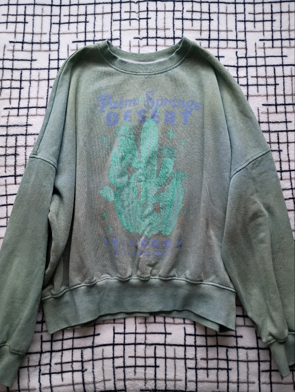 Mighty Fine Green Palm Springs Desert Graphic Crewneck Sweatshirt